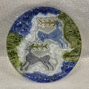 Nature-Inspired Ceramic Plate with Deer Motif